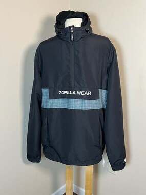Gorilla Wear Black Half-Zip Windbreaker Anorak Jacket Size M